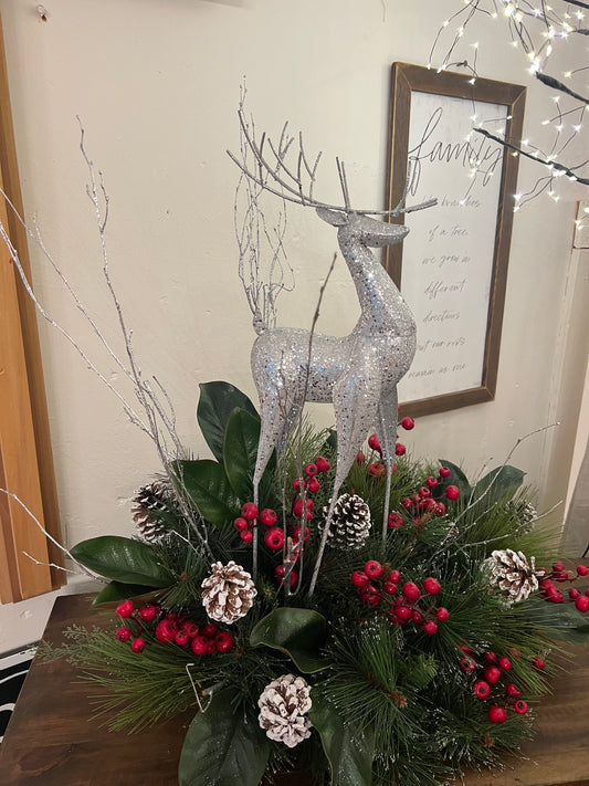 Silver Reindeer Table Arrangement