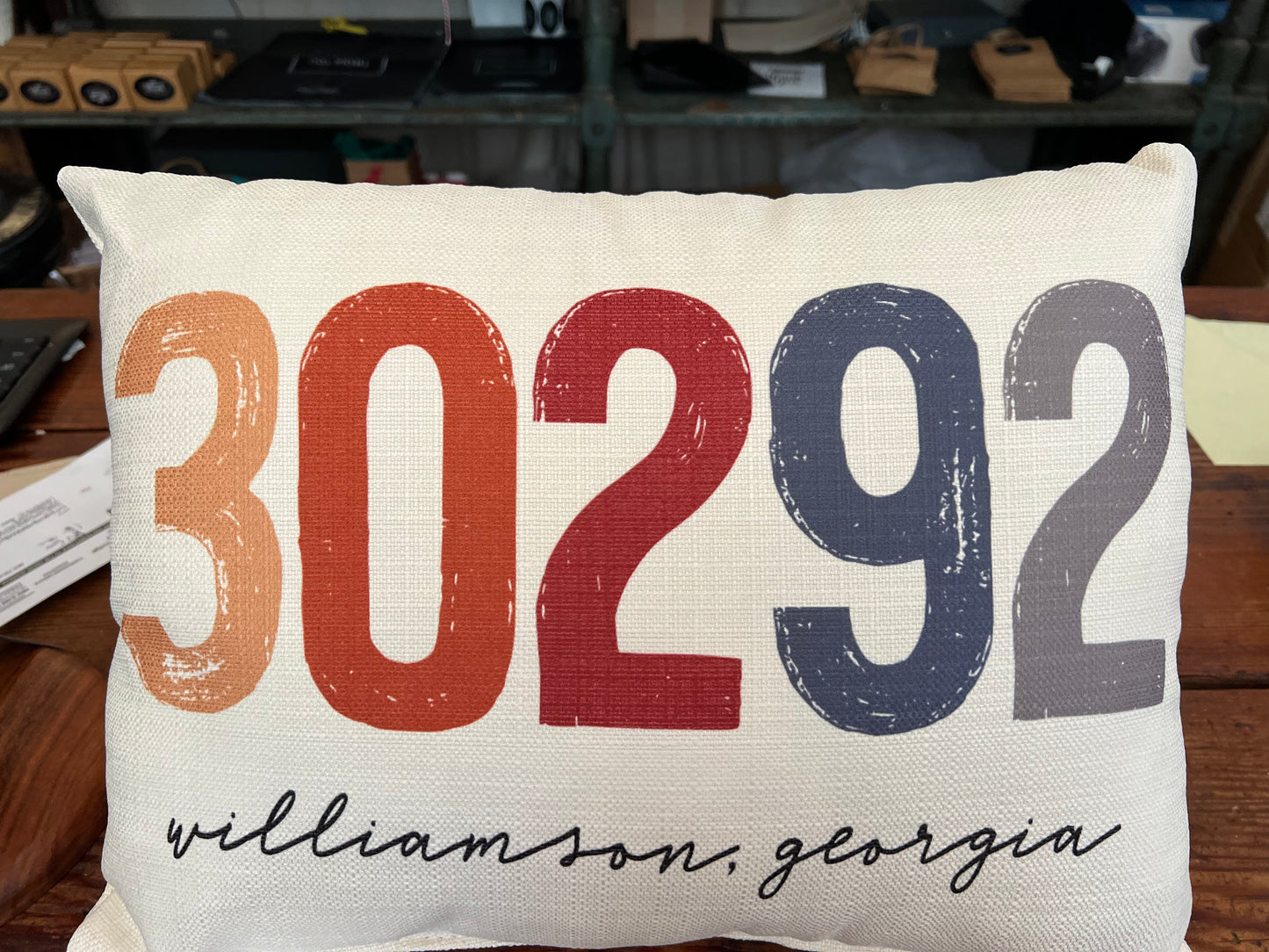 Sunset custom zip code pillow 30292 Williamson Georgia