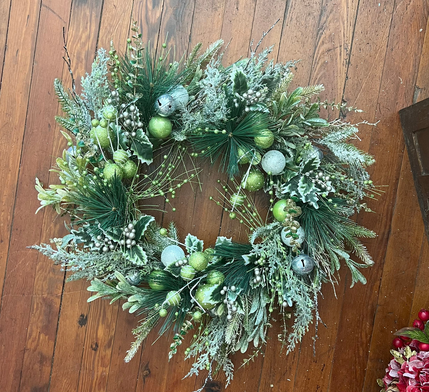 green mixed decor wreath