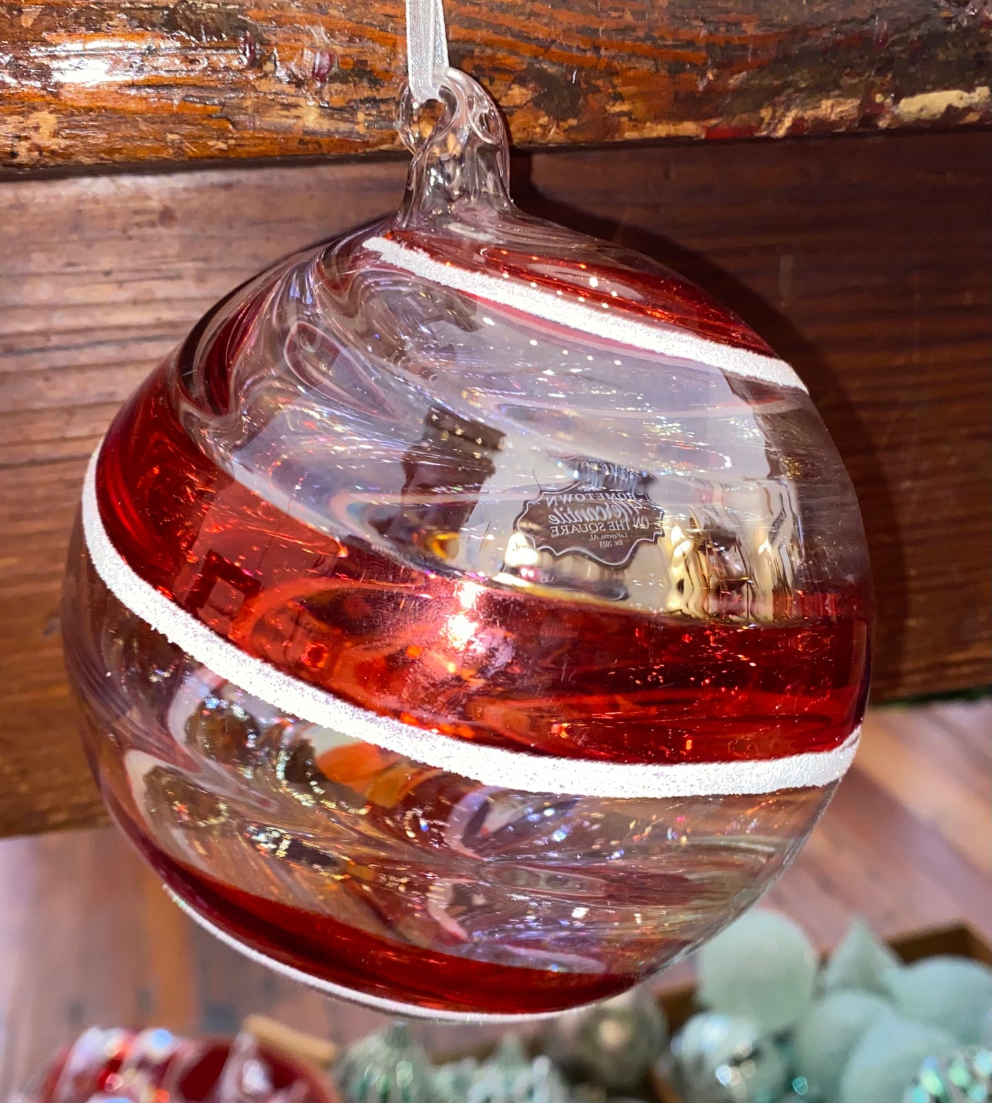 Red/White and clear Christmas ball