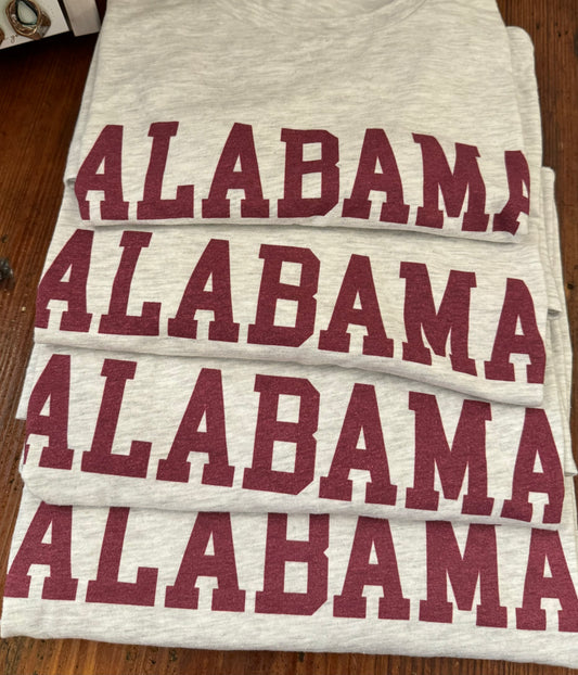 Ash, Alabama in crimson T-shirt