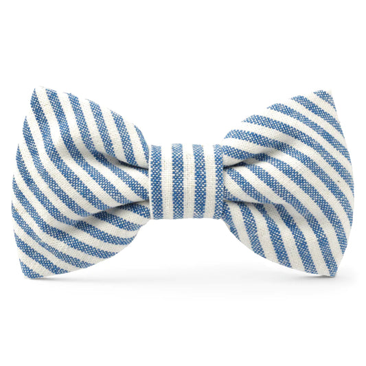 Lake blue stripe dog bow tie (small)