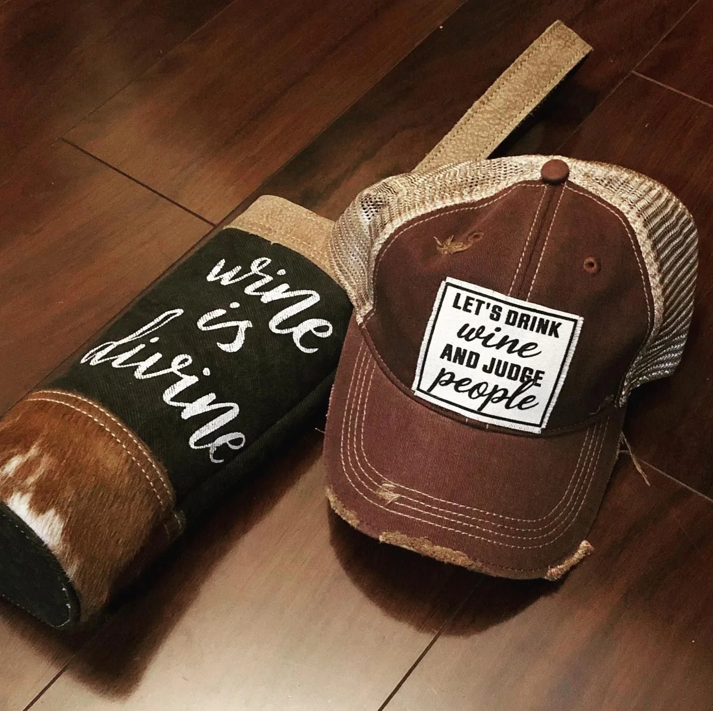 Let's Drink Wine & Judge People Distressed Trucker Cap