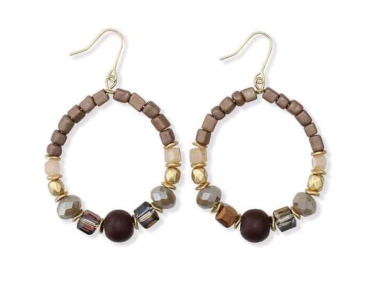 Soft Mocha with Gold Accent Hoop Earrings