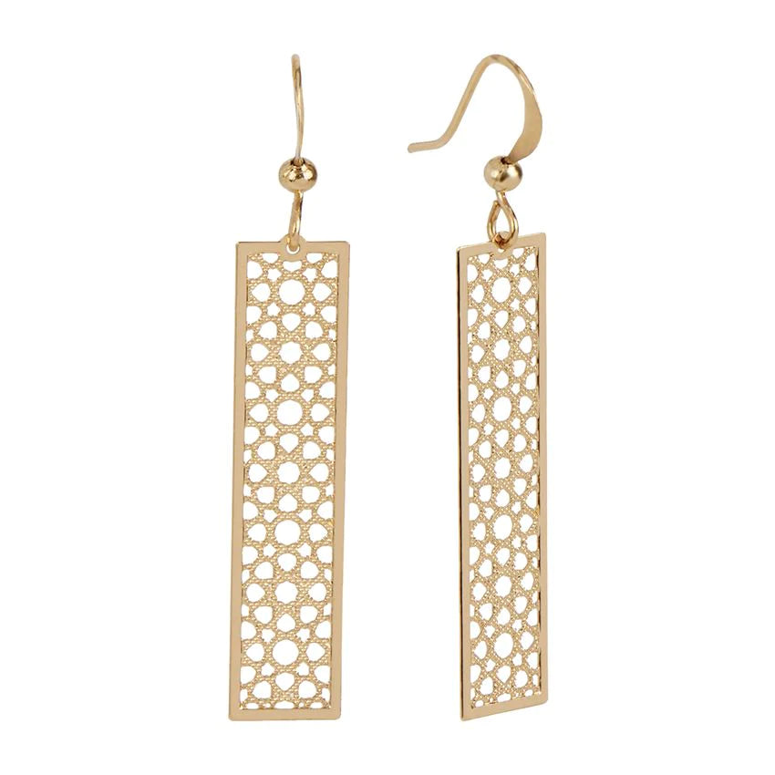 Gold Filigree Bar dangle earrings