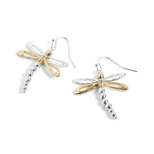 Mixed Metal Dragonfly Earrings