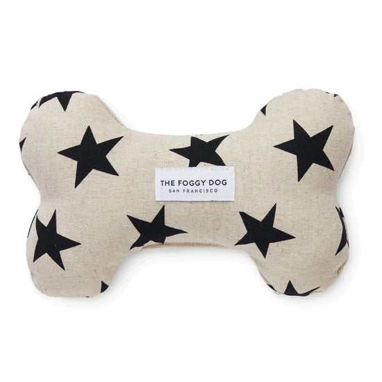 Black stars dog squeaky toy