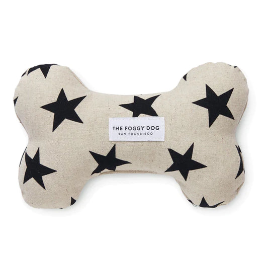 Black stars dog squeaky toy