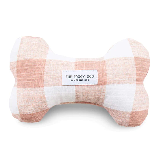 Blush pink Gingham dog squeeky toy