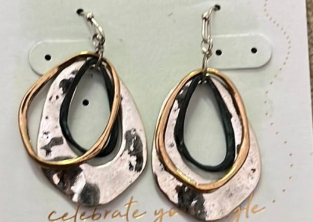 Two Tone Triple Hoop Dangles