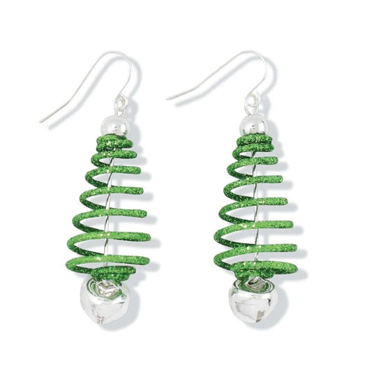 Green Spring Christmas Tree Earrings