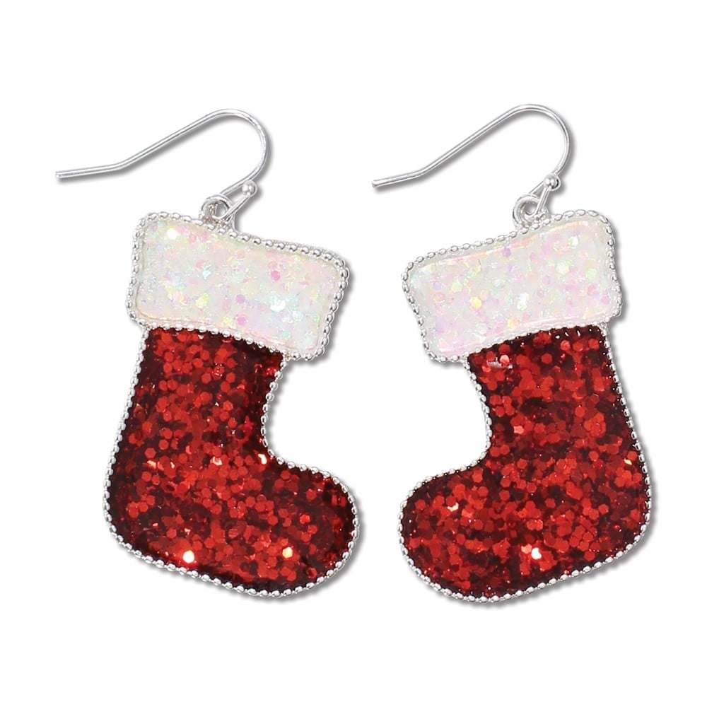 Christmas stocking glitter earrings