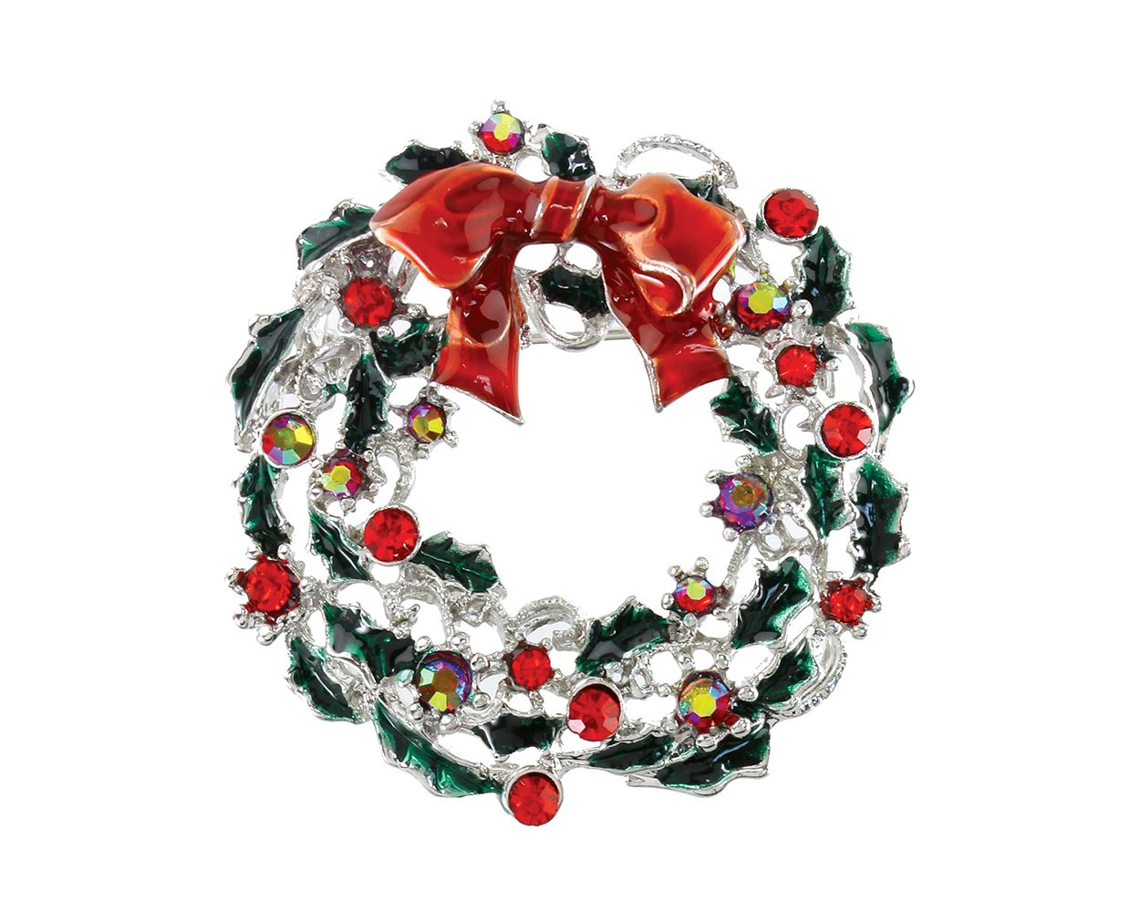 Multi Christmas Wreath Pin