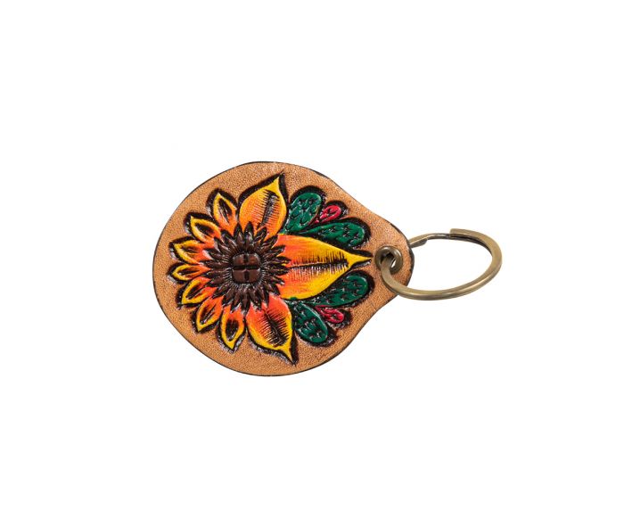 Desert Daffodil Hand-Tooled Key Fob