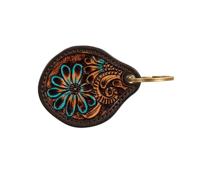 Glowing Bloom Hand-Tooled Key Fob