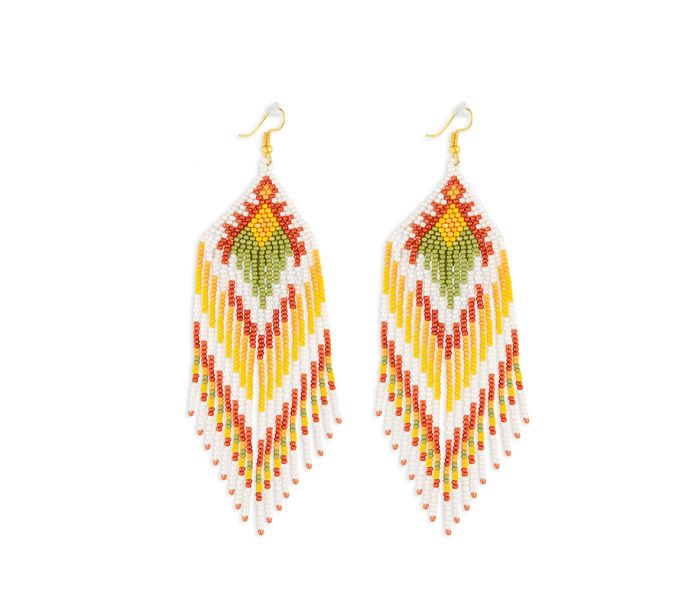 Rain dance beaded earrings in corn yellow