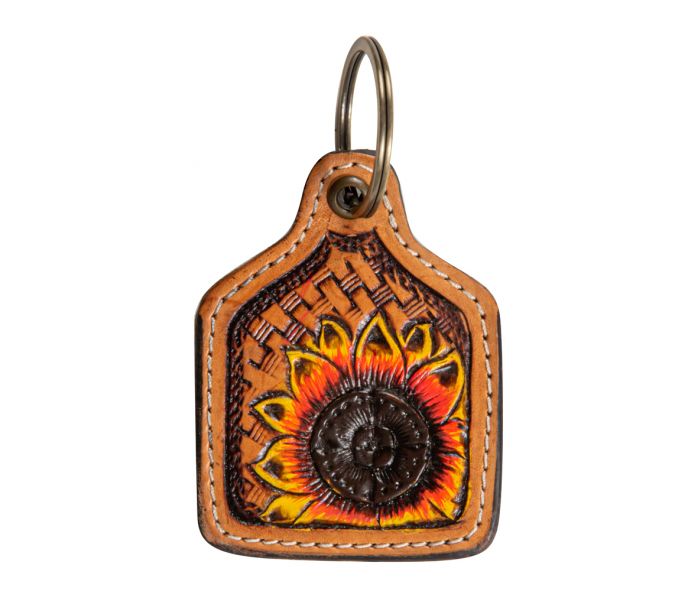 Morning Sunflower Hand-tooled Key Fob