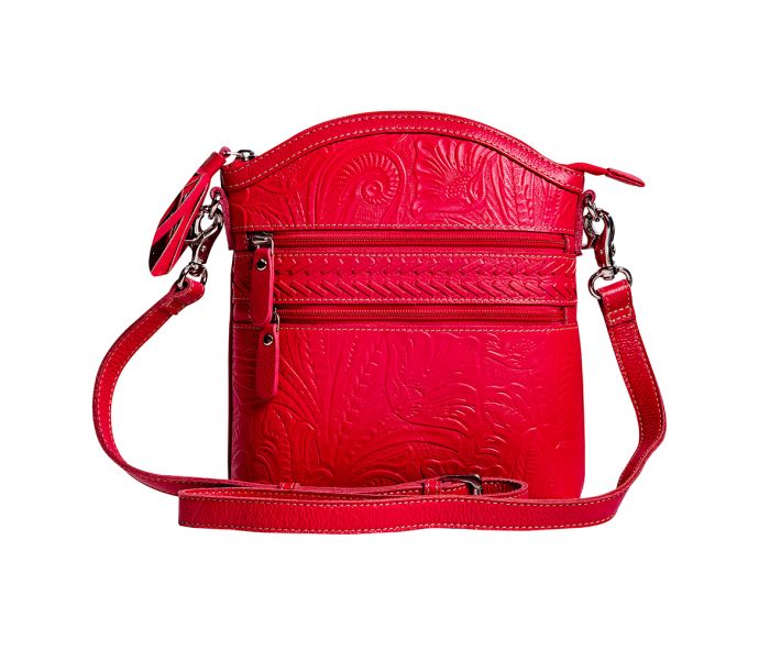 Clarendon Embossed Leather Bag in Red