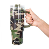 Camo Print Tumbler Cup with straw