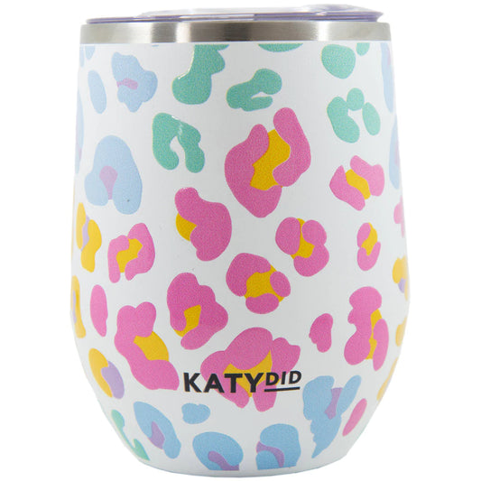 PASTEL LEOPARD WINE TUMBLER WITH LID