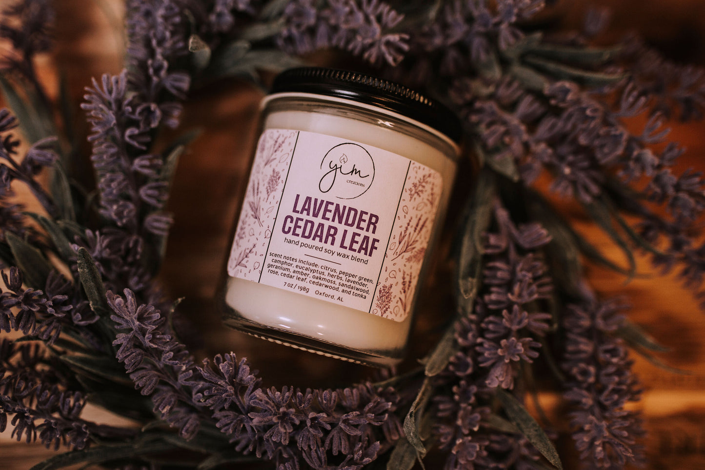 Lavender Cedar Leaf Candle- Yim Creations